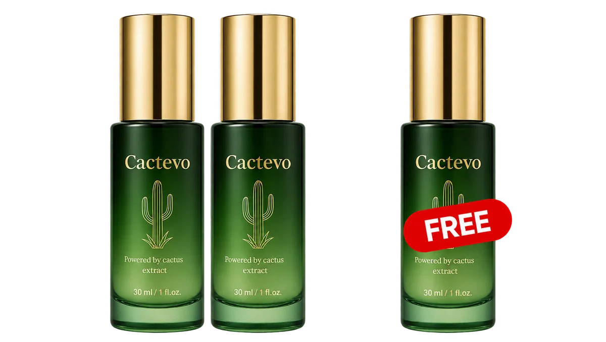 Three Cactevo bottles, the third free with Buy 2, Get 1 Free