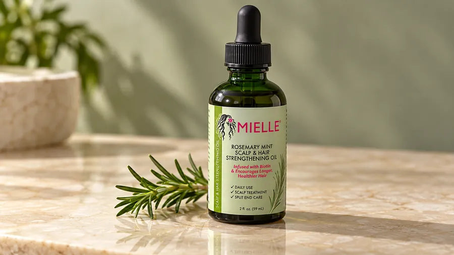 Mielle Rosemary Mint scalp and hair oil bottle